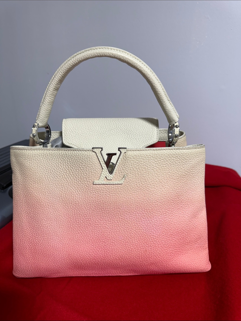 Louis Vuitton Ombre Pink and Cream Top Handle Satchel